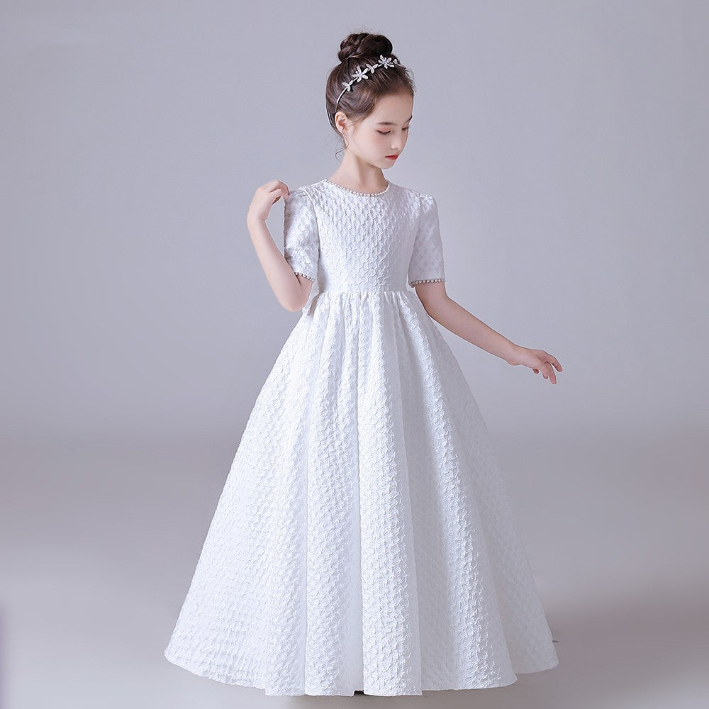 Children's Polyester Fiber White Dress