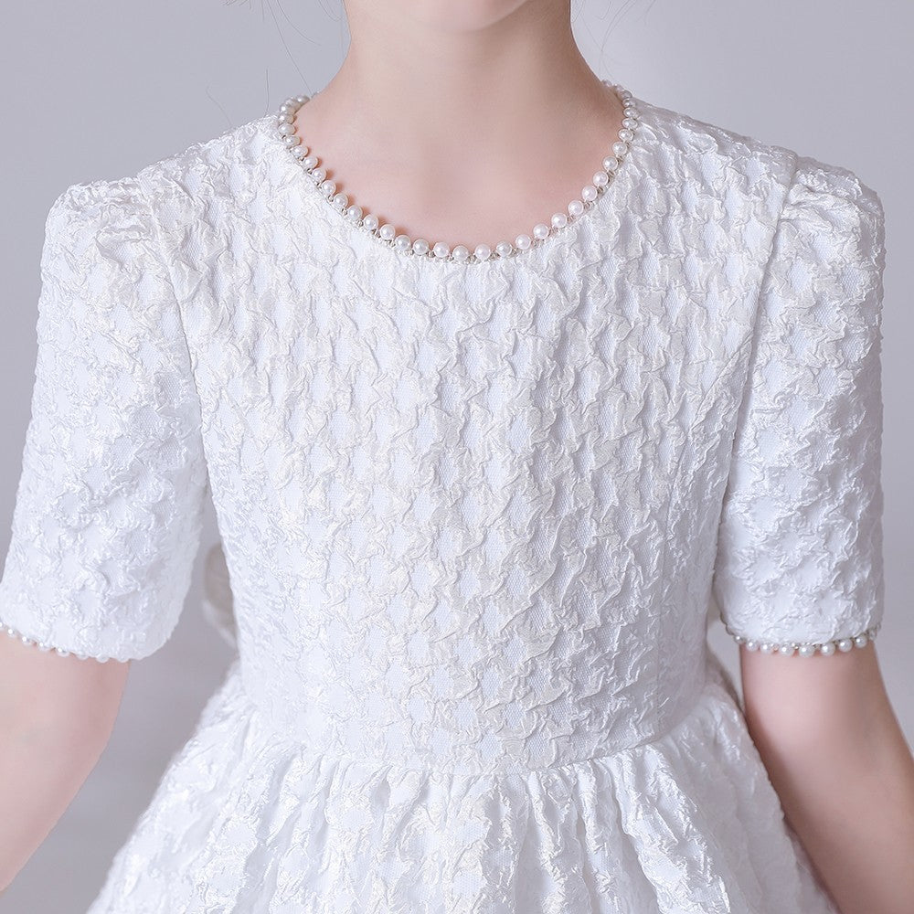 Children's Polyester Fiber White Dress