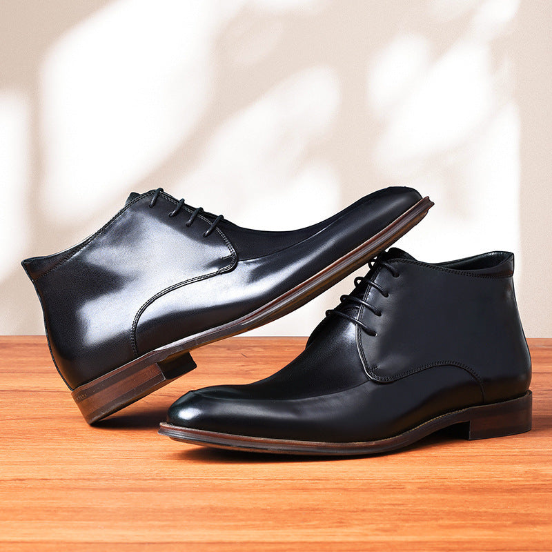 Genuine Leather Head Leather Business Formal High Top Leather Shoes And Boots